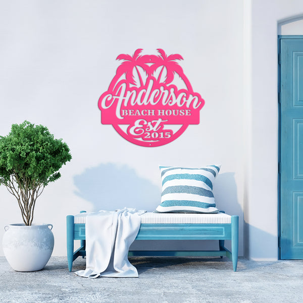 Personalized Palm Tree Family Beach House Outdoor Pool, Patio, Lake House, Beach House Wall Decor & Signs , Palm Tree Tropical Sign, Palm Tree Decor for the Wall