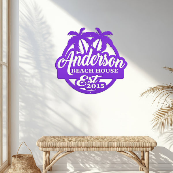 Personalized Palm Tree Family Beach House Outdoor Pool, Patio, Lake House, Beach House Wall Decor & Signs , Palm Tree Tropical Sign, Palm Tree Decor for the Wall