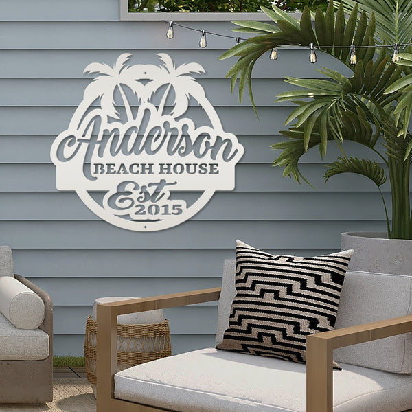 Personalized Palm Tree Family Beach House Outdoor Pool, Patio, Lake House, Beach House Wall Decor & Signs , Palm Tree Tropical Sign, Palm Tree Decor for the Wall