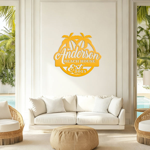 Personalized Palm Tree Family Beach House Outdoor Pool, Patio, Lake House, Beach House Wall Decor & Signs , Palm Tree Tropical Sign, Palm Tree Decor for the Wall