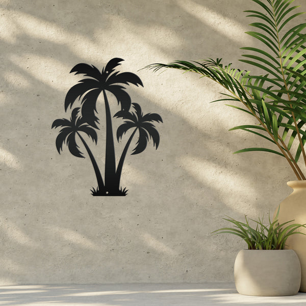 Tropical Wall Art: Grouping of 3 Palm Trees - Coastal Home Decor - Beach House Wall Hanging - Unique Outdoor Metal Sign - Housewarming Gift