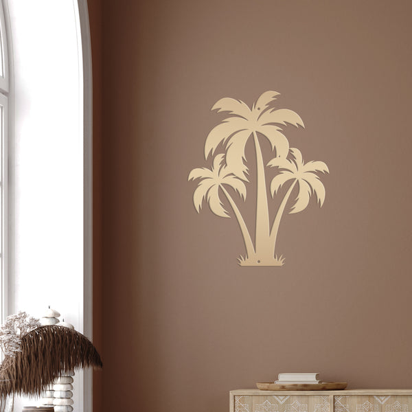Tropical Wall Art: Grouping of 3 Palm Trees - Coastal Home Decor - Beach House Wall Hanging - Unique Outdoor Metal Sign - Housewarming Gift