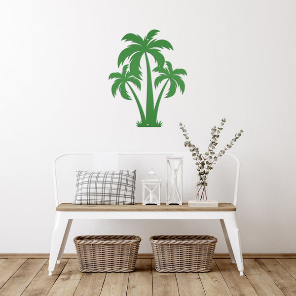 Tropical Wall Art: Grouping of 3 Palm Trees - Coastal Home Decor - Beach House Wall Hanging - Unique Outdoor Metal Sign - Housewarming Gift