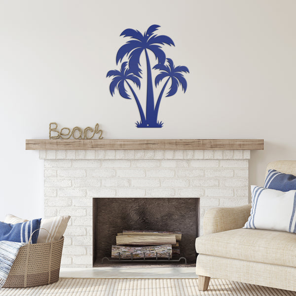 Tropical Wall Art: Grouping of 3 Palm Trees - Coastal Home Decor - Beach House Wall Hanging - Unique Outdoor Metal Sign - Housewarming Gift