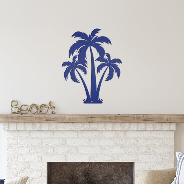 Tropical Wall Art: Grouping of 3 Palm Trees - Coastal Home Decor - Beach House Wall Hanging - Unique Outdoor Metal Sign - Housewarming Gift