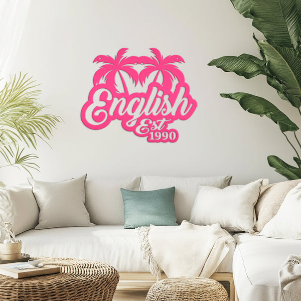 Personalized Palm Tree Metal Sign, Beach House Wall Decor & Art, Tropical Patio Sign, Palm Tree Sign , Palm Tree Decor