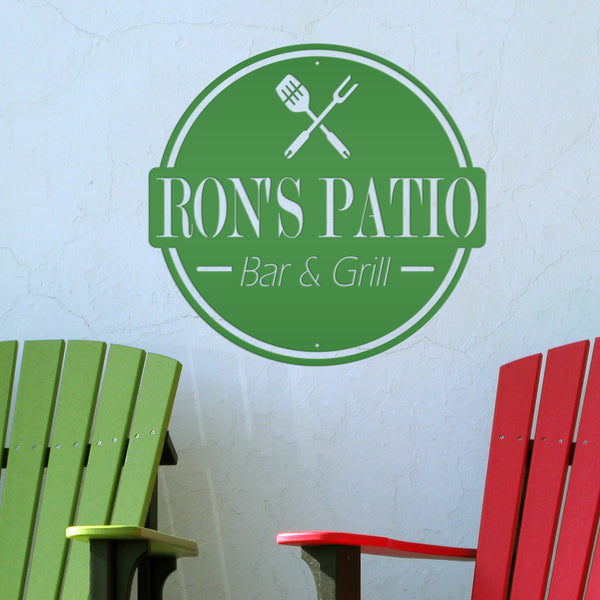 Personalized Patio Bar & Grill Metal Sign-Fathers Day Gift, Patio Oasis , Backyard Patio Decor & Wall Art, Patio Bar Sign for the Wall