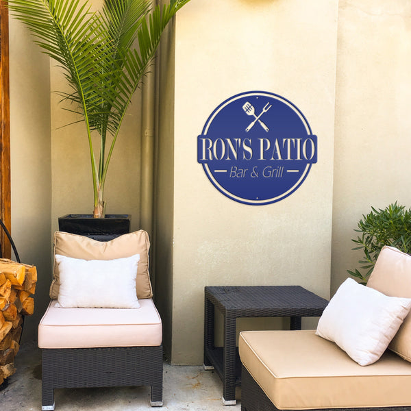 Personalized Patio Bar & Grill Metal Sign-Fathers Day Gift, Patio Oasis , Backyard Patio Decor & Wall Art, Patio Bar Sign for the Wall