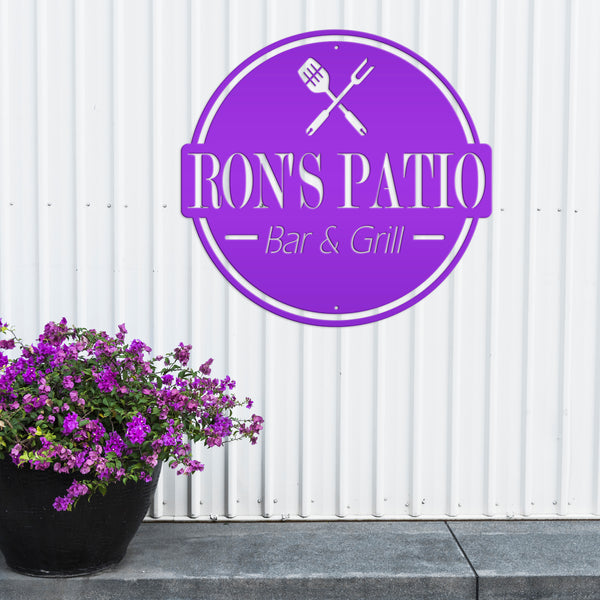 Personalized Patio Bar & Grill Metal Sign-Fathers Day Gift, Patio Oasis , Backyard Patio Decor & Wall Art, Patio Bar Sign for the Wall
