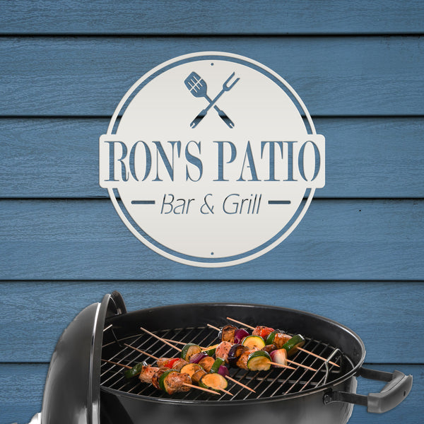 Personalized Patio Bar & Grill Metal Sign-Fathers Day Gift, Patio Oasis , Backyard Patio Decor & Wall Art, Patio Bar Sign for the Wall