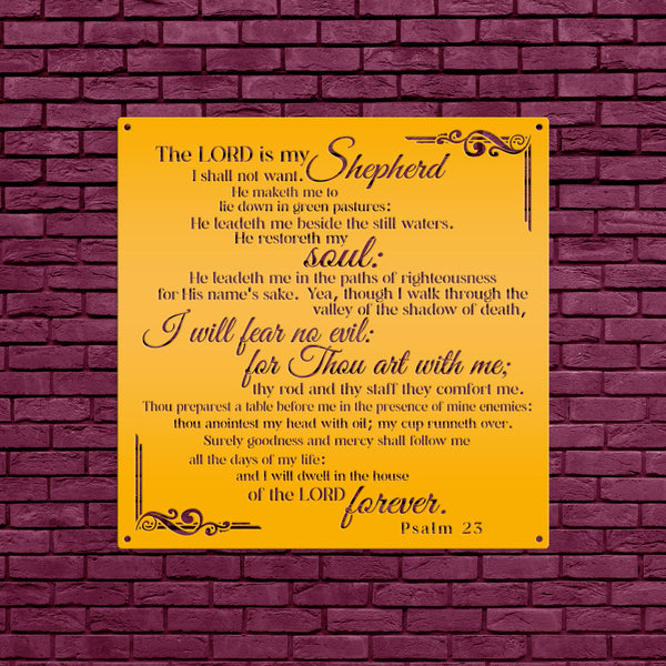 Inspirational Psalm 23 Metal Wall Hanging - Christian Home Decor - Laser Cut Jesus Art - Bible Verse Farmhouse Decoration - Religious Signs
