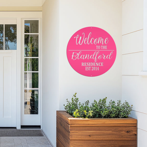 Personalized Welcome Sign, Round Front Door Sign, Business Sign, Elegant Front Door Sign
