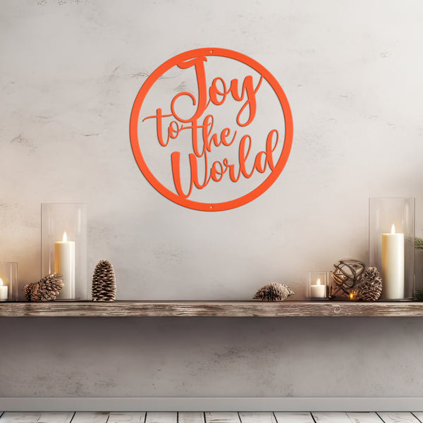 Round Joy To The World Christmas Décor Metal Sign