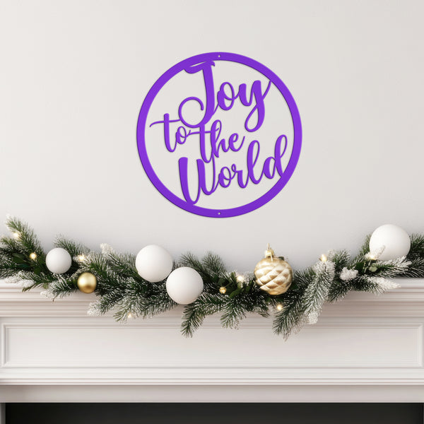 Round Joy To The World Christmas Décor Metal Sign