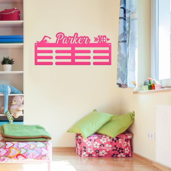 Medal Hanger for 2 Sports - Personalized Name Plate - Wall-Mounted Organizer - Dual Sports Customized Gift - Athletic Children's Home Decor