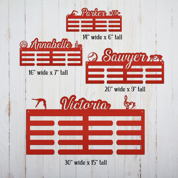 Medal Hanger for 2 Sports - Personalized Name Plate - Wall-Mounted Organizer - Dual Sports Customized Gift - Athletic Children's Home Decor