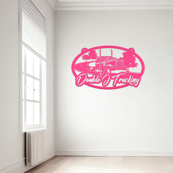 Tractor Trailer Highway Scene Metal Sign-Semi Truck-Truck Trailer-Big Rig