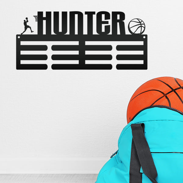 Personalized Basketball Medals Holder - Senior Gift-Metal Holder for Medals-Kids Bedroom Decor-Medal Holder-Ribbons-Pesonalized Medal Display for Bedroom-Custom Medal Holder for Awards-Medal Hanger-Sports Bedroom Decor