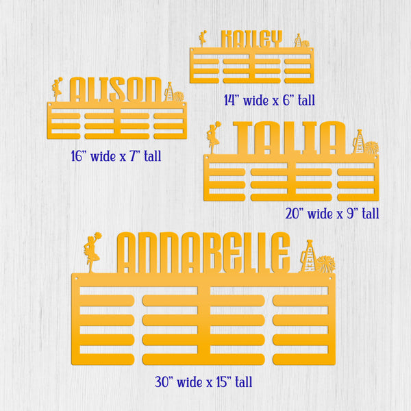 Personalized Cheerleading Medals Holder - Senior Gift-Kids Bedroom Decor-Medal Holder-Ribbons-Pesonalized Medal Display for Bedroom-Medal Hanger-Sports Bedroom Decor