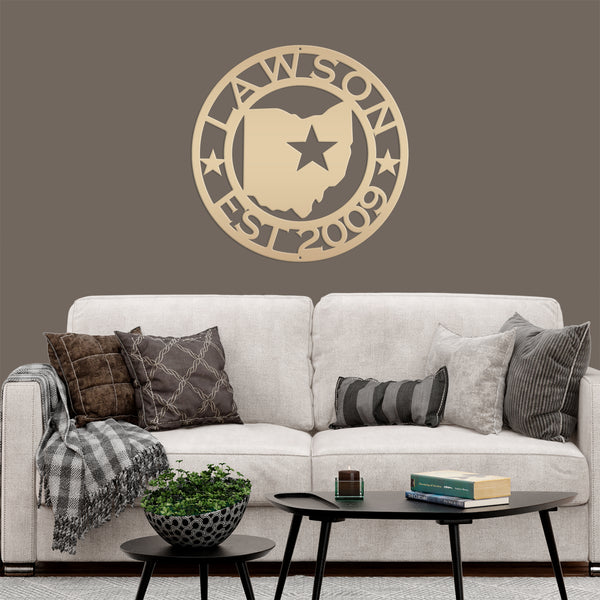 State Sign with Last Name - Choose Your State