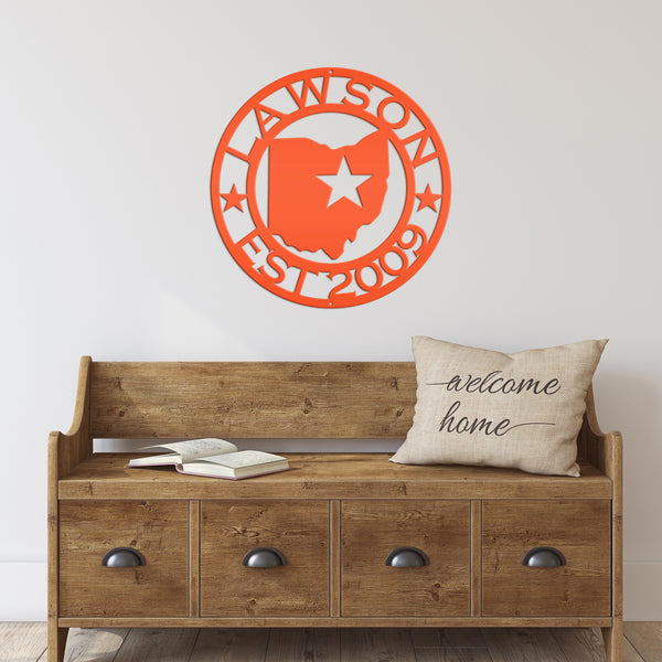 State Sign with Last Name - Choose Your State