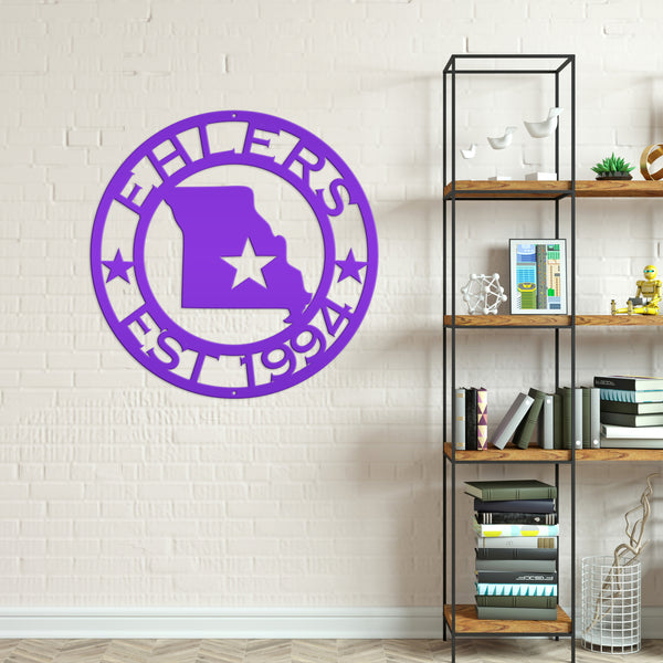 State Sign with Last Name - Choose Your State