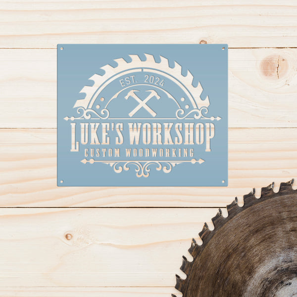 Custom Workshop Sign, Business Sign for Workshop, Dads Workshop, Gift for Handyman, Fathers Day Gift, Mancave Wall Decor, Dads Mancave Wall Decor, Gift for Carpenter, Mechanic Workshop Metal Sign