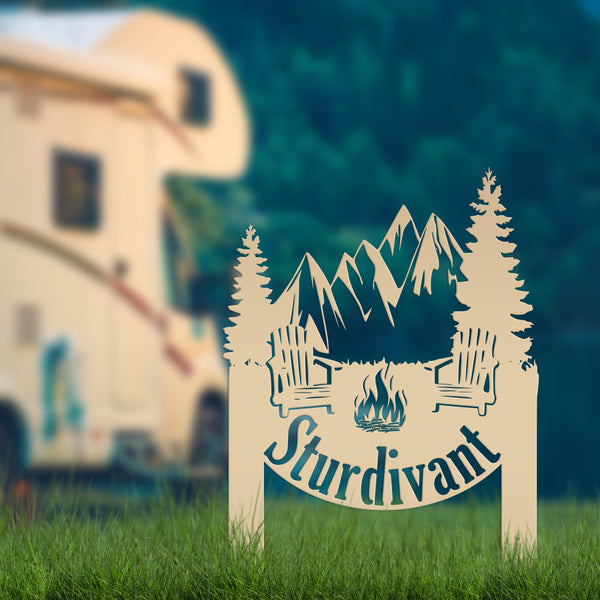 Custom Camping Sign - Family Name Campsite Sign-Campground Lot Sign