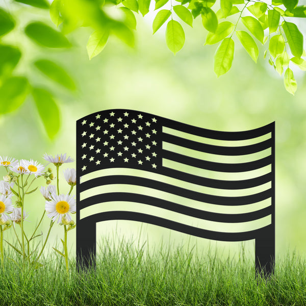 Patriotic American Flag Metal Garden Stake - Outdoor USA Home Decor - Independence Day Decorations - Laser Cut Yard Art - Gift for Veteran
