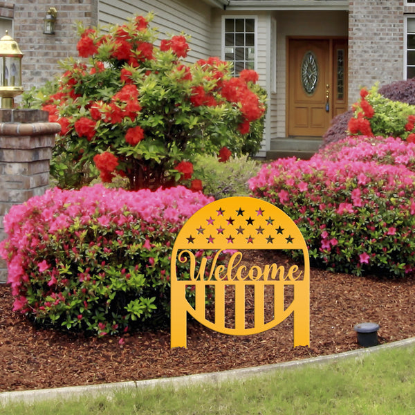 Welcome American Garden Flag , Welcome Metal Yard Stake - Patriotic Lawn, Yard Decor, Patriotic Gift, America Lover, Veteran Memorial Gifts