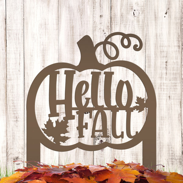 Hello Fall Pumpkin Metal Yard Stake-Fall Yard Decoration-Fall Decor