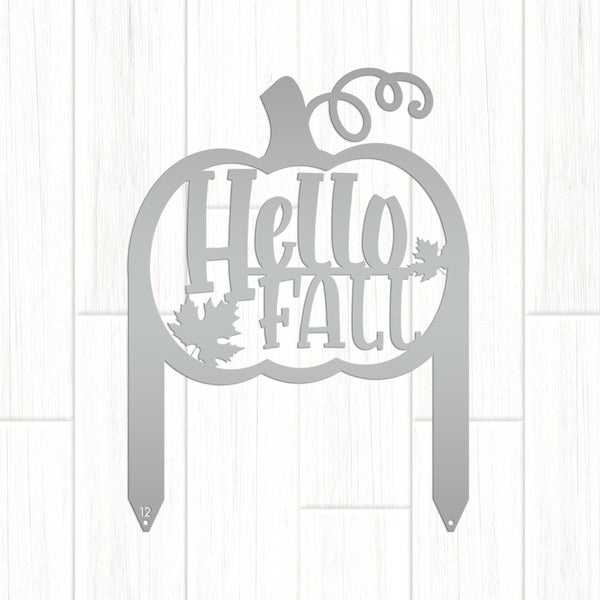 Hello Fall Pumpkin Metal Yard Stake-Fall Yard Decoration-Fall Decor