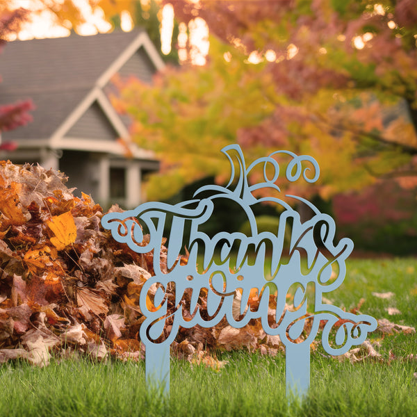 Thanksgiving Pumpkin Metal Yard Stake -Fall Decor-Outdoor Yard Decorations