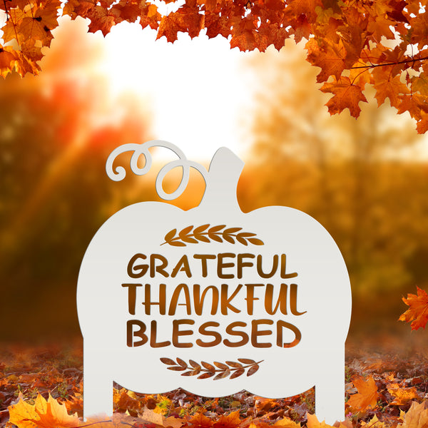 Grateful Thankful Blessed Yard Stake - Autumn Decor-Fall Decor