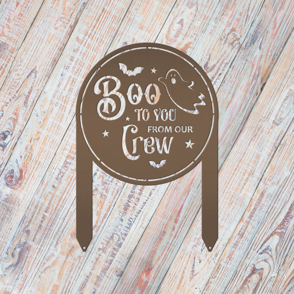 Spooky Boo to You Halloween Outdoor Yard Decor - Cute Ghost Autumn Lawn Decoration - Seasonal Garden Stake - Novelty Fall Welcome Metal Sign