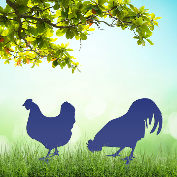 Chicken Garden Metal Yard Stakes-Chicken Lawn Ornaments