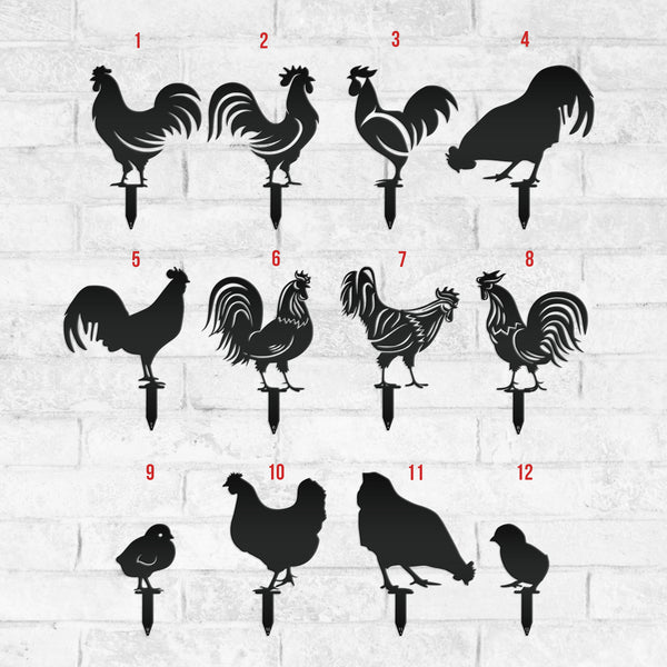 Chicken Garden Metal Yard Stakes-Chicken Lawn Ornaments