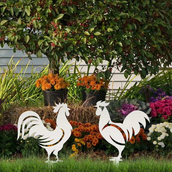 Chicken Garden Metal Yard Stakes-Chicken Lawn Ornaments