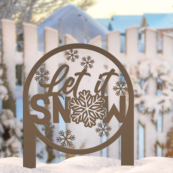 Let it Snow Sign - Metal Front Lawn Decoration -  Outdoor Winter Decor