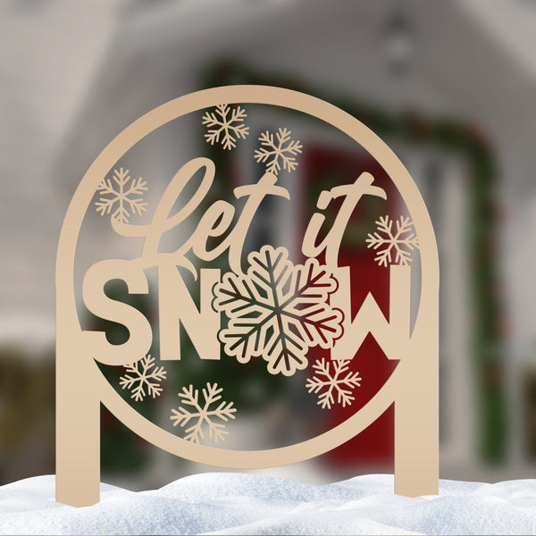 Let it Snow Sign - Metal Front Lawn Decoration -  Outdoor Winter Decor