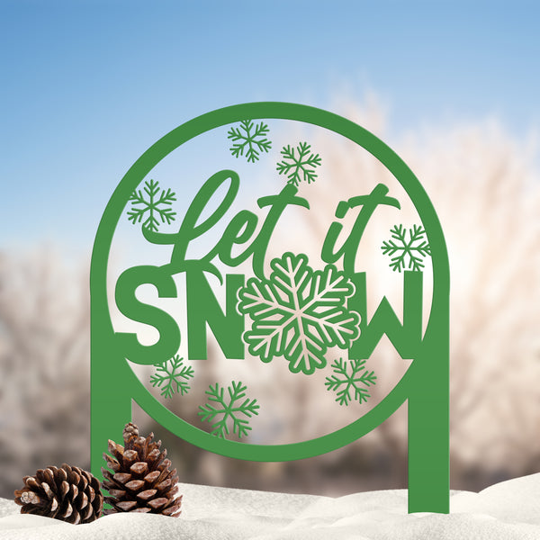 Let it Snow Sign - Metal Front Lawn Decoration -  Outdoor Winter Decor
