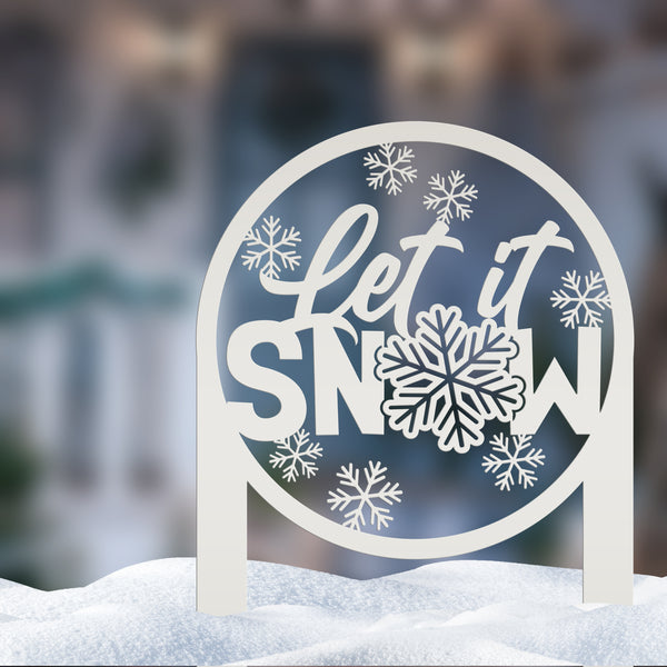 Let it Snow Sign - Metal Front Lawn Decoration -  Outdoor Winter Decor