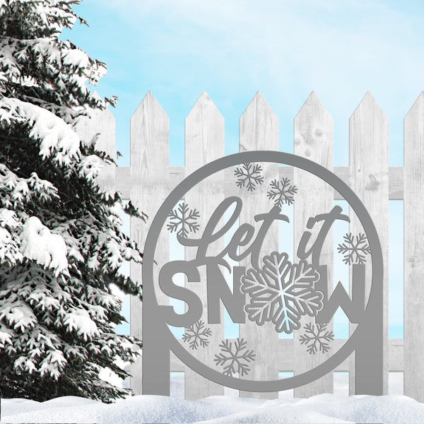 Let it Snow Sign - Metal Front Lawn Decoration -  Outdoor Winter Decor