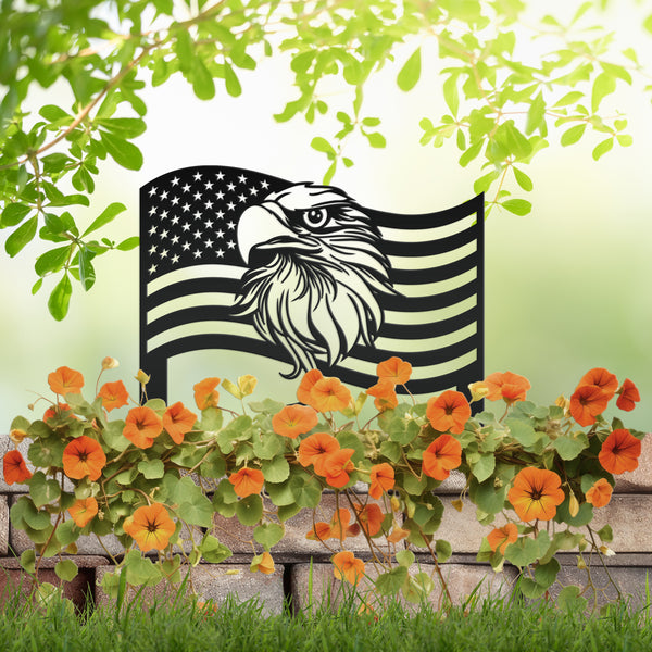 American Flag with Eagle Garden Flag, Garden Flag for the Lawn, Veteran Memorial Gift or Gravesite Decoration, Military, Navy, Airforce, Army Gifts , Patriotic Yard Decor
