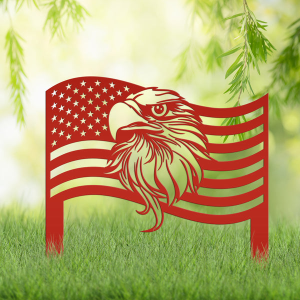 American Flag with Eagle Garden Flag, Garden Flag for the Lawn, Veteran Memorial Gift or Gravesite Decoration, Military, Navy, Airforce, Army Gifts , Patriotic Yard Decor
