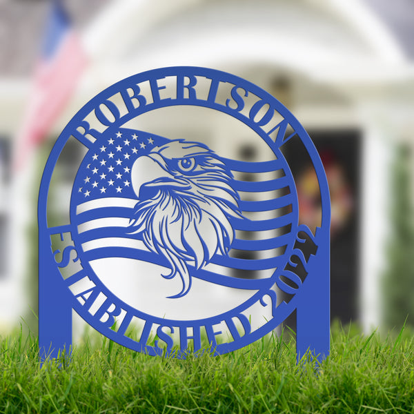 Personalized Eagle Garden Flag, Patriotic Yard stake, Garden Flag for the Lawn, Patriotic Lawn Decor, Personalized Memorial Gift, Veteran Gift