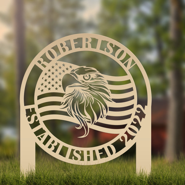 Personalized Eagle Garden Flag, Patriotic Yard stake, Garden Flag for the Lawn, Patriotic Lawn Decor, Personalized Memorial Gift, Veteran Gift