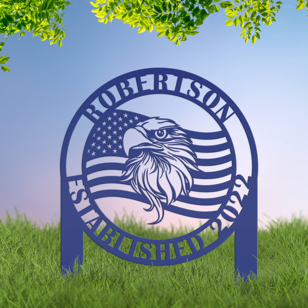 Personalized Eagle Garden Flag, Patriotic Yard stake, Garden Flag for the Lawn, Patriotic Lawn Decor, Personalized Memorial Gift, Veteran Gift