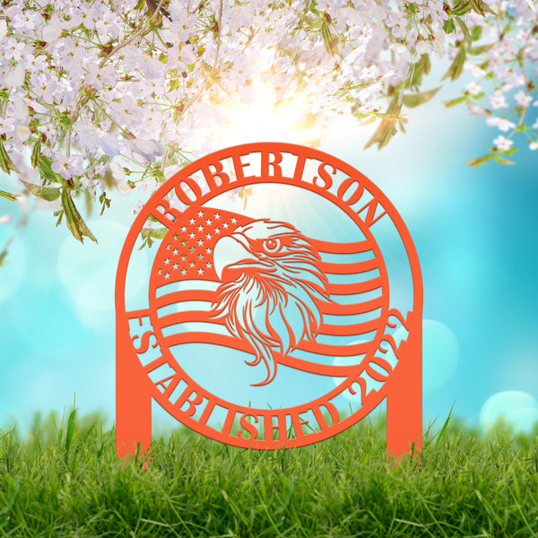 Personalized Eagle Garden Flag, Patriotic Yard stake, Garden Flag for the Lawn, Patriotic Lawn Decor, Personalized Memorial Gift, Veteran Gift
