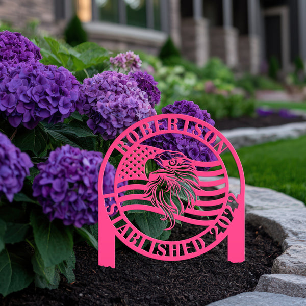 Personalized Eagle Garden Flag, Patriotic Yard stake, Garden Flag for the Lawn, Patriotic Lawn Decor, Personalized Memorial Gift, Veteran Gift